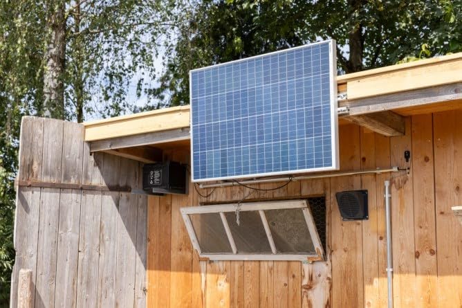 Brama West Kerbl 70601 Solar-set inclusief laadregelaar, 100 W, voor directe aansluiting op een 12 volt batterij, inclusief horizontale steun, zonnepaneel