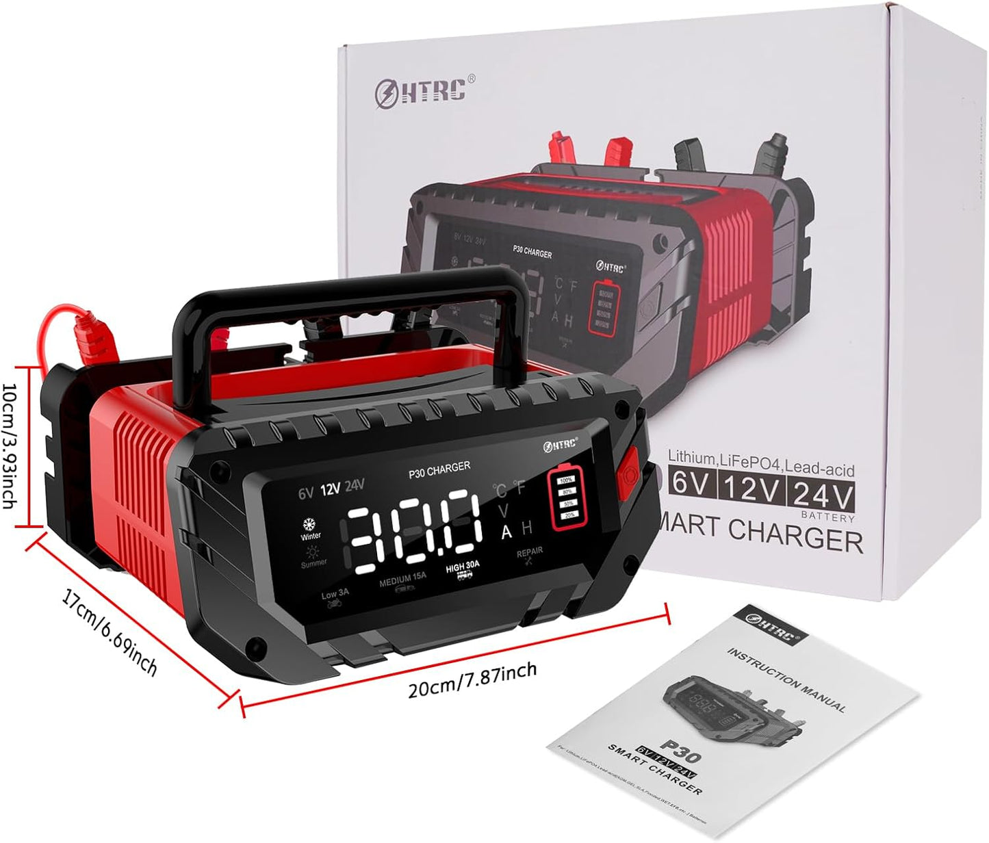 Autolader – Auto-Acculader – Batterijlader – Snelader – Accu Oplader – Intelligent 9-traps Laadproces – Geschikt voor 6V/12V/24V Lithium-ion en Loodzuur