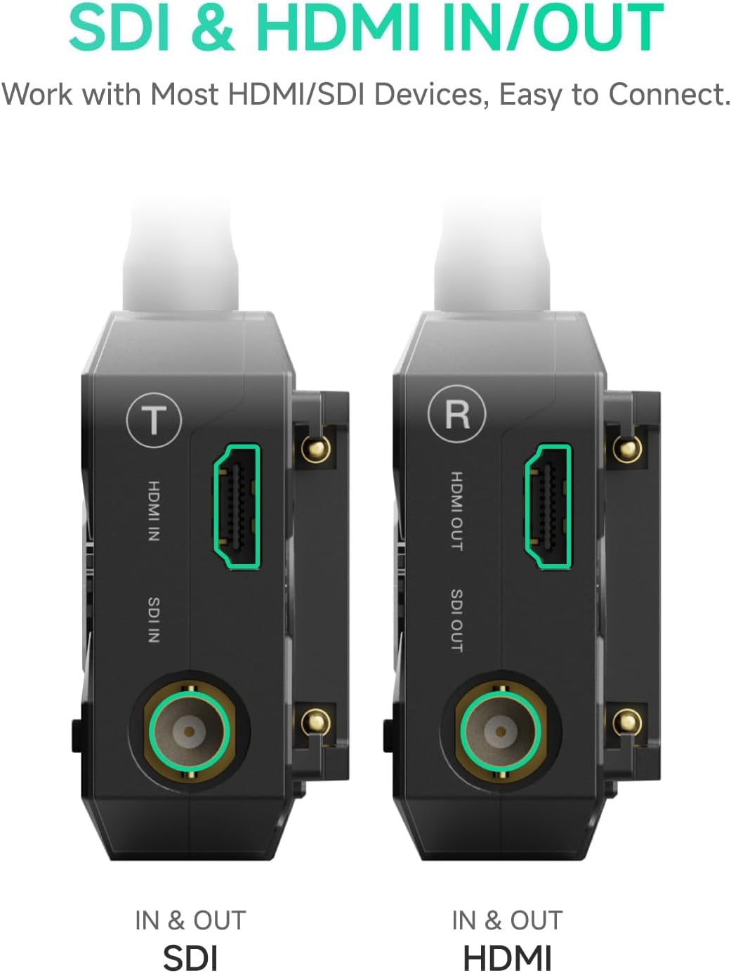 ACCSOON CineView SE Draadloze Videozender en Ontvanger Systeem, 2.4G/5G Dual-Band, HDMI/SDI In/Uit, Tot 350m Bereik, Lage Latentie, voor Cameramonitoring en Live Streaming