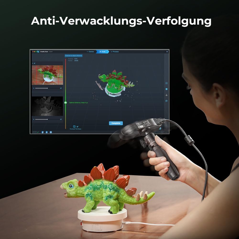 Creality CR-Scan Ferret SE 3D-scanner, 0,1 mm, 150-2000 mm scanbereik, anti-shake, 24-bits kleurenscan, scan zwarte/metalen (niet reflecterende) objecten zonder scanspray, voor Windows/Mac