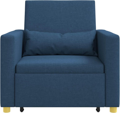 Uitschuifbare slaapbank, eenpersoons blauw, 90 x 165 x 87 cm, stof, Scandinavische stijl, stoel voor woonkamer, slaapkamer, werkkamer, logeerkamer - QUORE