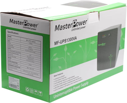 Master Power UV, ononderbroken voeding, UPS 1300 VA, constante uitgangsspanning 720 W, 4 geaarde stopcontacten