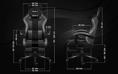 Gamingstoel – Bureaustoel – Computestoel – PC Stoel – Gamestoel – Ergonomisch Design – Verstelbare Voetsteun – Ademend Mesh – Geschikt tot 185 cm – Draaggewicht 140 kg
