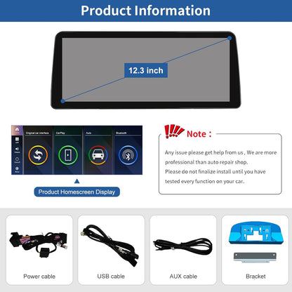 12,3 Inch Autoradio Touchscreen – Autonavigeerplaatje – Multimedia Display – Auto Entertainment Scherm – Digitale Radio Interface – Draadloze CarPlay & Android Auto – HD Resolutie 1920x720 Pixels