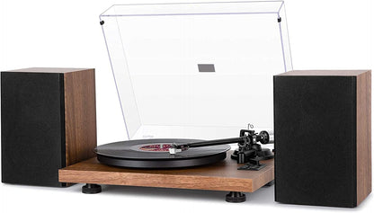 HiFi Platenspeler met Luidsprekers – Draaitafel – Vinylspeler – LP Speler – All-In-One Platenspeler – Bluetooth Streaming – USB Digitalisering