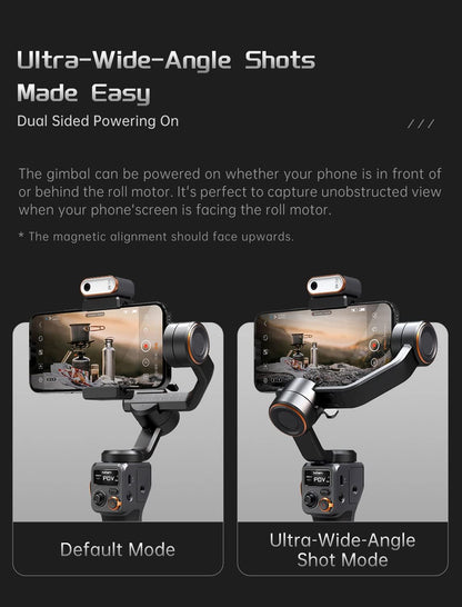 Hohem iSteady M6 Kit Smartphone Gimbal Stabilisator 3 assen met magnetische AI-Tracker Fill Light voor iPhone Android met 0,91 inch OLED-display Max. Draagvermogen 400 g