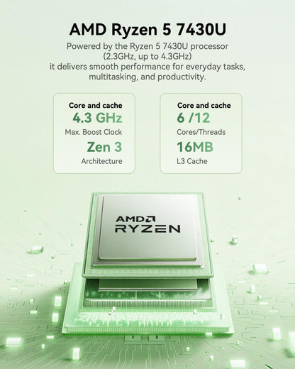Mini PC Windows 11 Pro, NiPoGi AM02 AMD Ryzen 3 3200U Prozessor (bis zu 3,5 GHz) Mini Computer, 8GB RAM 256GB M.2 SSD Mini Desktop Computer mit Radeon Vega 3 Grafik, Unterstützung WiFi 5,BT 4.2