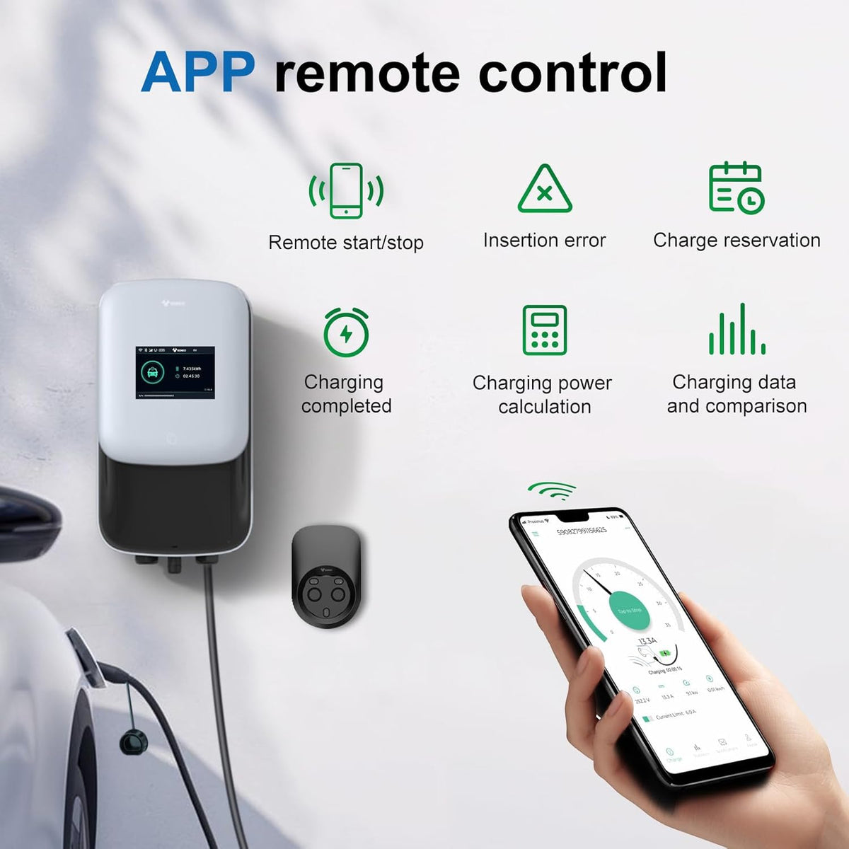 GONEO Laadstation 11kW 8A-16A Wallbox voor elektrische voertuigen 480V driefasig OCPP met 5 m kabel met RFID-kaart IP65 IK10 bescherming 4G WLAN APP Bluetooth besturing terminelading