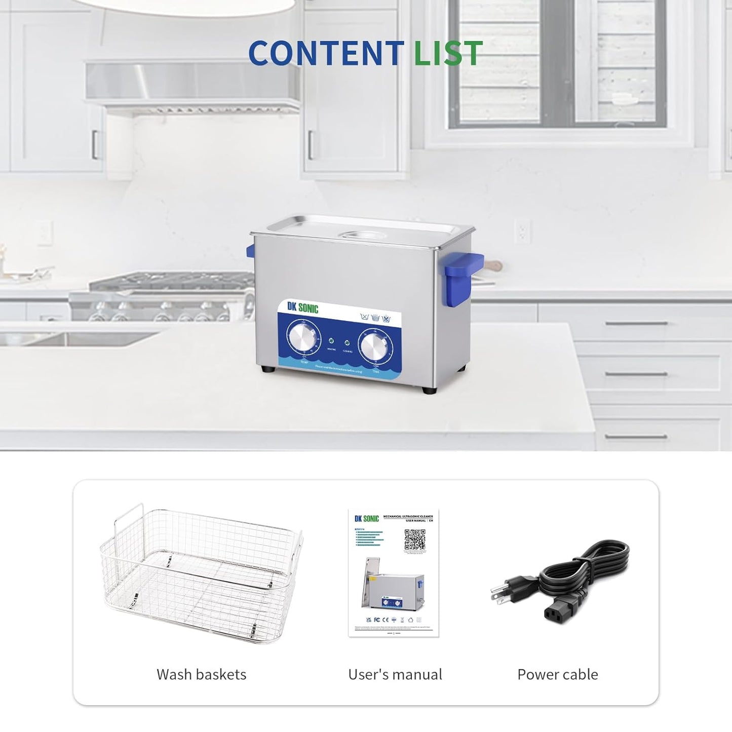 DK SONIC Ultrasoon Reiniger 4L 120W | Juweel & Bril Reiniger Met Mechanische Timer & Verwarming | Inclusief Mandje Voor Munten & Kleine Accessoires