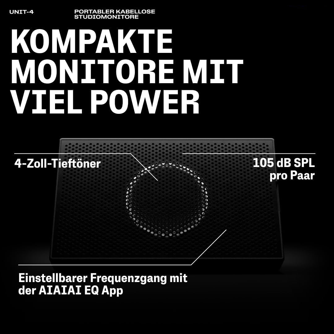 AIAIAI UNIT-4 Wireless+ Draagbare, Draadloze Studio Monitors met Referentieklasse Geluid, Ultra-lage Latentie Ongecomprimeerde Audio met +20 Uur Afspeeltijd (Paar)
