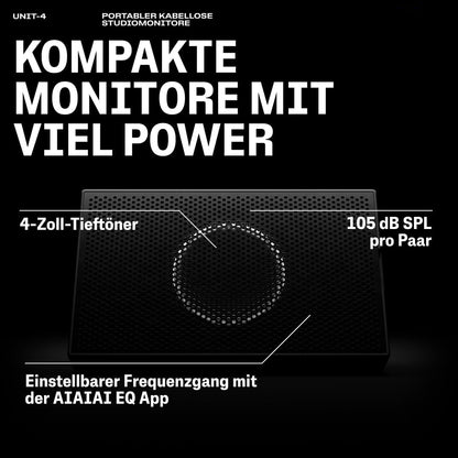 AIAIAI UNIT-4 Wireless+ Draagbare, Draadloze Studio Monitors met Referentieklasse Geluid, Ultra-lage Latentie Ongecomprimeerde Audio met +20 Uur Afspeeltijd (Paar)