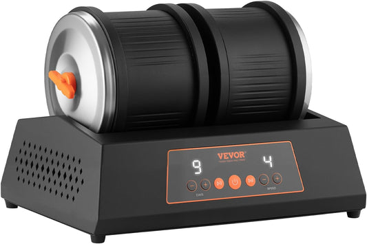VEVOR Stenen Polijstvat 3,6 kg Capaciteit 4 Speed Stenen Polijstmachine 9 Dagen Timer Dubbele Vat met Adapter voor Pro's en Amateurs Werkplaats DIY