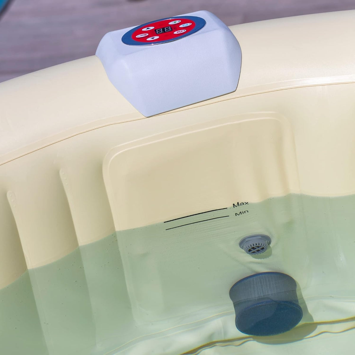 Spa opblaasbaar verwarmd, 800 liter, zwart, 180 x 180 x 65 cm