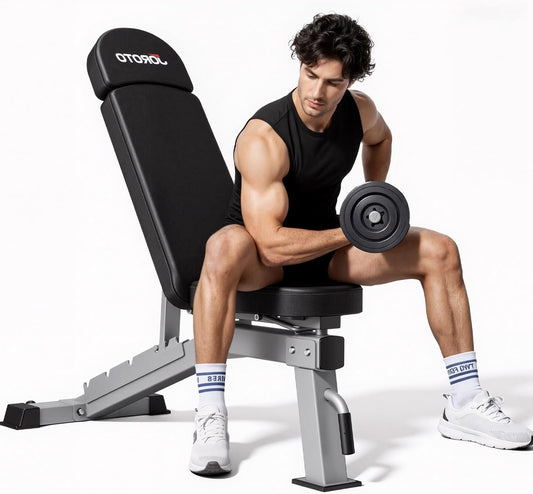 Halterbank – Fitnessbank – Verstelbare Bank – Trainingsbank – Thuisgym – Verstelbaar In 6 Posities – Draagvermogen 450 kg – Zwart - QUORE