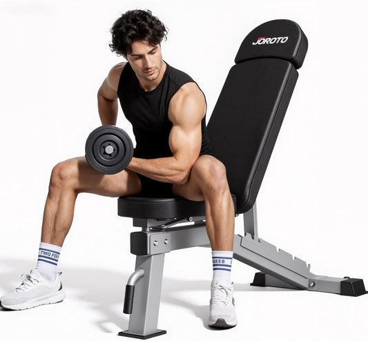 JOROTO Premium halterbank, praktische fitnessbank, geschikt als schuine bank en vlakke bank, bankdrukbank voor volledige lichaamstraining, MD80
