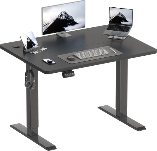 Zit-Sta Bureau – Elektrisch Verstelbaar Bureau – Staand Bureau – Computerbureau – In Hoogte Verstelbaar – 100 x 60 cm – Geheugenfunctie – Stil & Robuust - QUORE