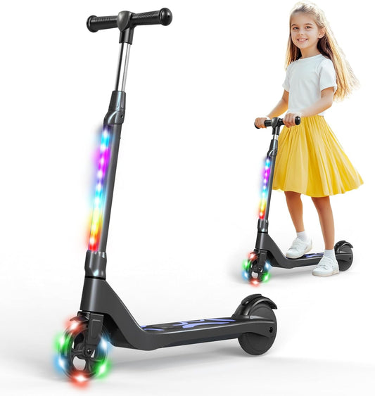 SISIGAD Elektrische step voor kinderen, 6-8-10 jaar, elektrische scooter, 5,3 inch met kleurrijk ledlicht en 3 verstelbare hoogtes, kinderstep, maximale snelheid 10 km/u, maximale belasting 70 kg