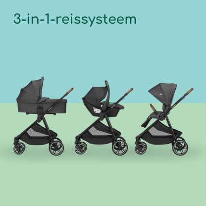 Bebeconfort Luvia Trio, Kinderwagen 3 in 1 set, 0-4 jaar (0-22 kg), Wandelwagen, Baby autostoeltje, Reiswieg, Slim opvouwen, Verstelbare duwstang, Wielen met schokdempers, Mineral Graphite