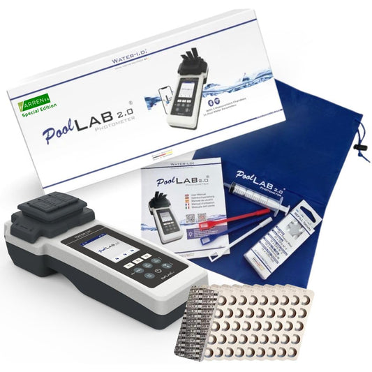 Poollab 2.0 Special Edition Elektronische zwembadtester (fotometer) | zwembadwatertester | 170 testtabletten voor chloor | pH-waarde | fenolrood | accessoires voor