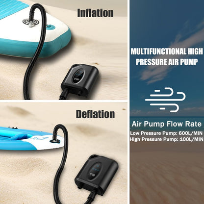 OBEST Elektrische SUP-pomp, 20 psi, draadloze hogedrukluchtpomp, tweetraps opblazen/leegloop, automatische uitschakelfunctie, geschikt voor kajaks, matras, watersport
