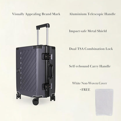 JLY Koffer van 100% polycarbonaat, ritssluiting, TSA-slot, 4 wielen, aluminium handgreep, licht, robuust, ideaal als handbagage of reiskoffer, antracietgrijs, M (65cm 60L), koffer