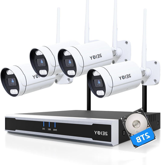 Bewakingscamera Systeem – Beveiligingscamera – CCTV Camera – Draadloos Camerasysteem – Outdoor Camera – 8MP 4K Resolutie – 2TB Harde Schijf