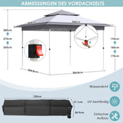 Paviljoen - Tuinpaviljoen - Partytent - Tuintent - Pop-up Kliksysteem - met 4 Muggennet Zijpanelen - Roldraagtas - Waterdicht - Stabiel - Dubbel Dak - UV-bescherming 50+ - 4 Zandzakken - voor Patio - Markt - Camping - 3.6 x 3.6 m - Grijs-Wit
