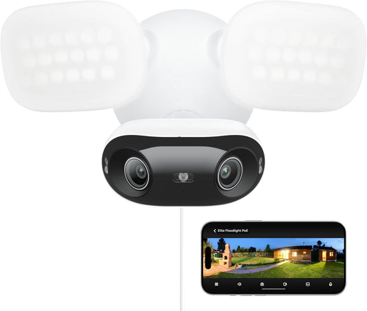 Reolink Elite Pro Floodlight PoE, 16MP Dual Lens 180°, 2800 Lumens Illumination, Full Color & Infrared Night Vision, Smart Detection, 24/7 Shooting with Motion Tracking - QUORE
