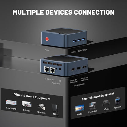C2 Mini-pc, met Intel N150 processor (tot 3,6 GHz), mini-computer, 12 GB RAM, 512 GB SSD, mini-desktop-pc