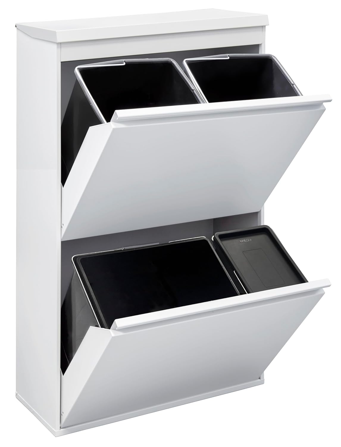 ARREGUI Top CR621-B2 Recycling Container | Waste Container with Storage Compartment | 4 Compartments 23+11+17+17 L (68 L) | Inner Buckets for PMD and GFT | Recycle Bin for Waste Separation | Waste Bin - QUORE