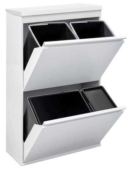 ARREGUI Top CR621-B2 Recycling Container | Waste Container with Storage Compartment | 4 Compartments 23+11+17+17 L (68 L) | Inner Buckets for PMD and GFT | Recycle Bin for Waste Separation | Waste Bin - QUORE