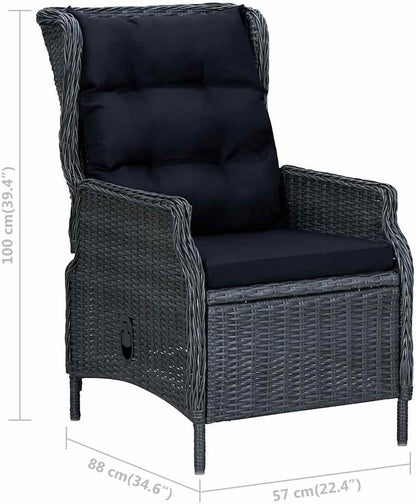 Verstelbare Tuinstoel – Lounge Chair – Relaxstoel – Balkonstoel – Tuinzetel – Gepoedercoat Stalen Frame – Inclusief Voetenbank