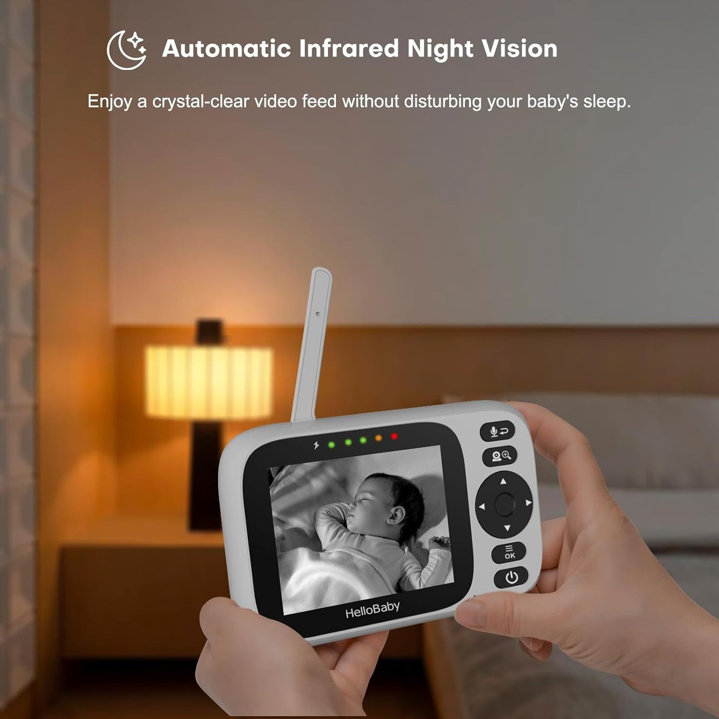 HelloBaby Babymonitor met 2 camera's, 8,1 cm (3,2 inch) IPS-display, geen wifi, op afstand bestuurde panorama-zoom, infrarood nachtzicht, 1000 meter draadloze verbinding