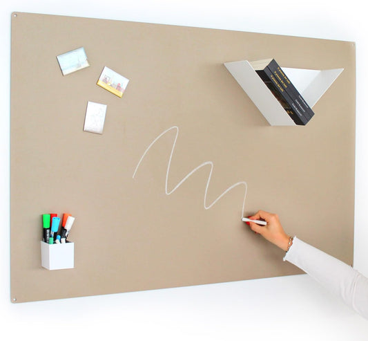 KalaMitica - Magnetisch wandbord, magneetbord - beschrijfbaar met krijt en afwisbaar - Beige - 114 x 74 cm