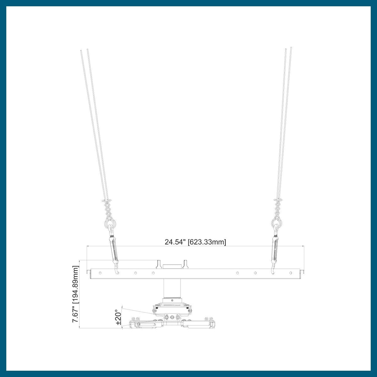 Projectormontageset – Projectorbeugel – Beamerbeugel – Plafondbeugel – Plafondmontageset – Wit – Geschikt voor verlaagde plafonds – 1,5 inch NPT schroefdraad, 3 inch verlengbuis