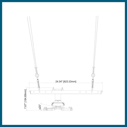 Projectormontageset – Projectorbeugel – Beamerbeugel – Plafondbeugel – Plafondmontageset – Wit – Geschikt voor verlaagde plafonds – 1,5 inch NPT schroefdraad, 3 inch verlengbuis