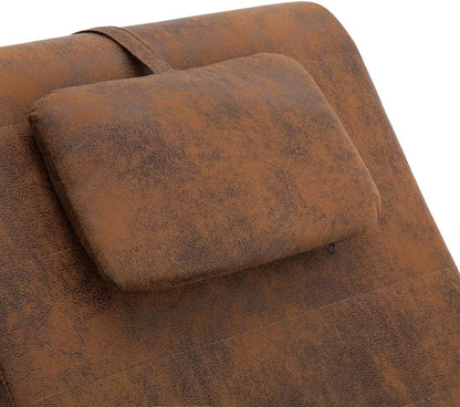 Relax Chair with Cushion, Chaise Lounge with Galvanised Steel Legs, Relax Chair for Living Room, Modern Recamiere with Polyester Chaise Lounge, Brown Suede Look - QUORE