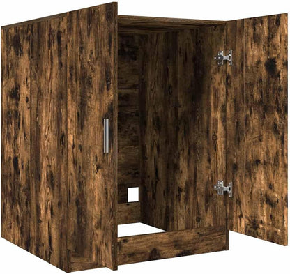 Wasmachinekast – Badkamerkast – Opbergkast – Kast – Waskast – Gerookt Eiken – Stevig Bemaakt Hout – Compact 71x71,5x91,5 cm