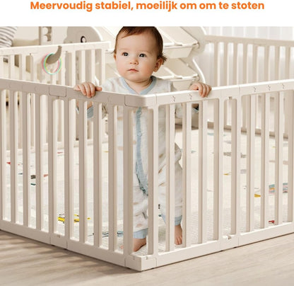 Kaëru Children's Playpen – Adjustable to Storage Rack – 186x156 cm – With Writing Board – Ground Box Baby – Playpen Baby – Playpen Baby – Includes Play Mat, Watercolor Pens, Board Wiper & Storage Rack - QUORE