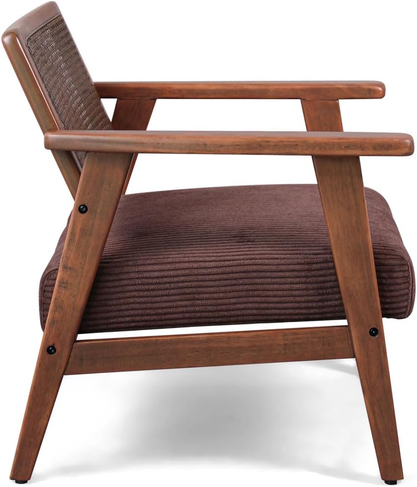 FRANKYSTAR Boca chair made of parawood solid wood with polyrattan cushions and corduroy seat