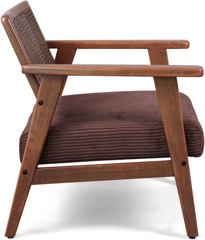 FRANKYSTAR Boca chair made of parawood solid wood with polyrattan cushions and corduroy seat