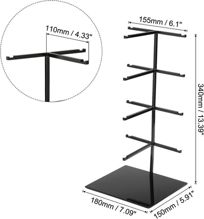 Zonnebril-Display Zwart – Zonnebrilhouder, Brillenstandaard, Brillendisplay, Brilhouder – 4 Niveaus, Roestvrij Staal