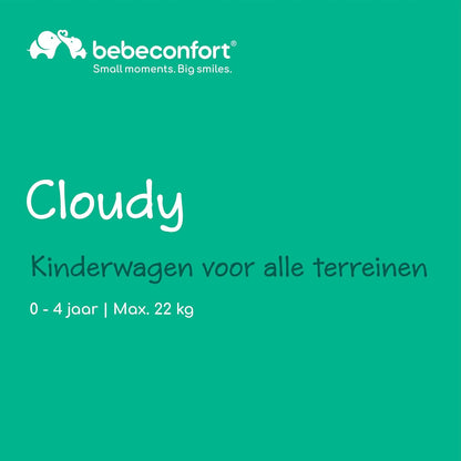 Bebeconfort Cloudy, All-terrain Kinderwagen met Luchtbanden, 0-4 jaar (max. 22 kg), Baby Wandelwagen, Snel inklapbaar, 3 Grote Luchtwielen, Verstelbare Duwstang, Ruime Opbergmand, Mineral Graphite