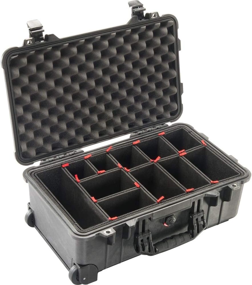 Peli Case 1510 Trolley met Trekpak indelingssysteem, zwart, camerakoffer, fotokoffer, outdoorkoffer, waterdicht, IP67, zwart, Mittlerer Schutzkoffer, koffer