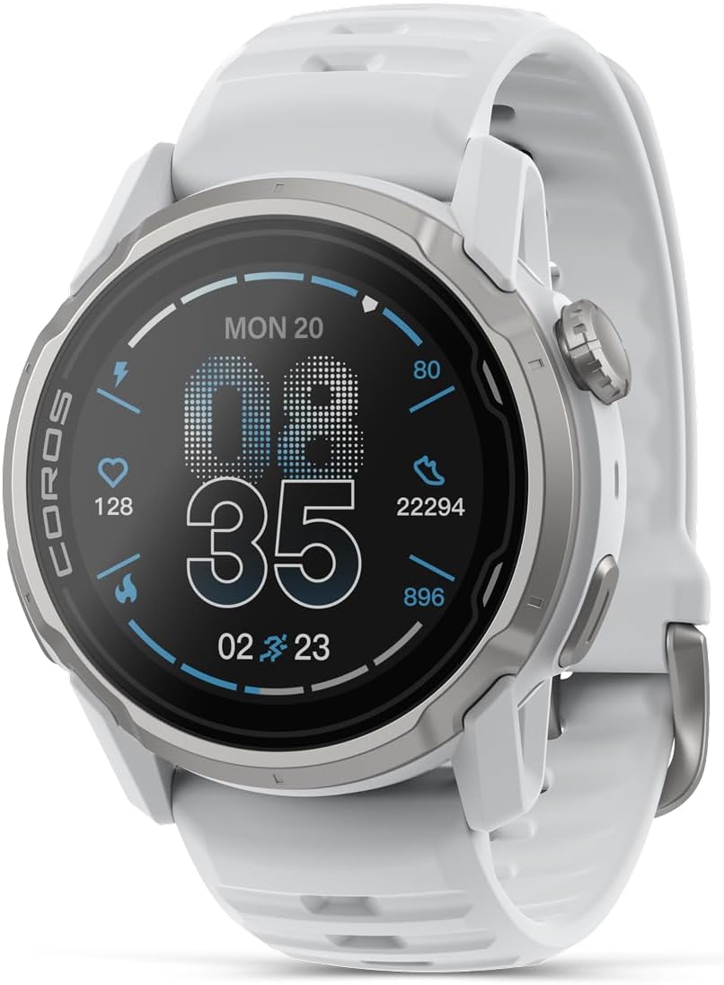 COROS APEX 4 (42 mm) GPS-horloge, 1,2-inch MIP-touchscreen, wereldwijde kaarten met stapsgewijze navigatie, batterijduur van 34 dagen, microfoon voor het opnemen van spraakmemo's, realtime weer - Wit