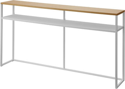Yamazaki 2028 TOWER Console Table with Shelf, white, Steel/Wood, 126 x 20.5 x 65 cm