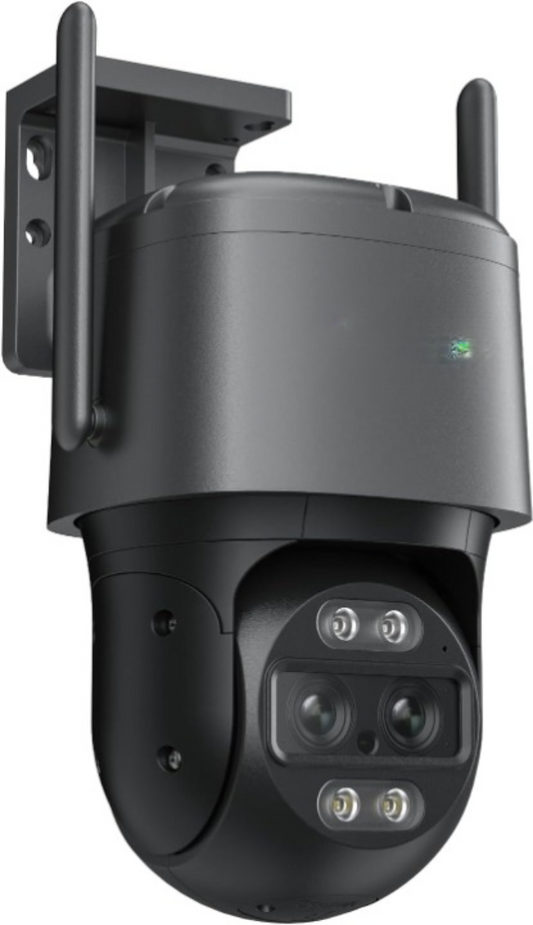 Beveiligingscamera - WiFi-beveiligingscamera - Camerabewaking - 4K Wi-Fi 6 - voor Buiten - met Dubbele Lens - 6X Hybride Zoom - 360° Zicht - Detectie van Personen - Voertuigen - Dieren - Automatisch Volgen - Kleurennachtzicht - Grijs