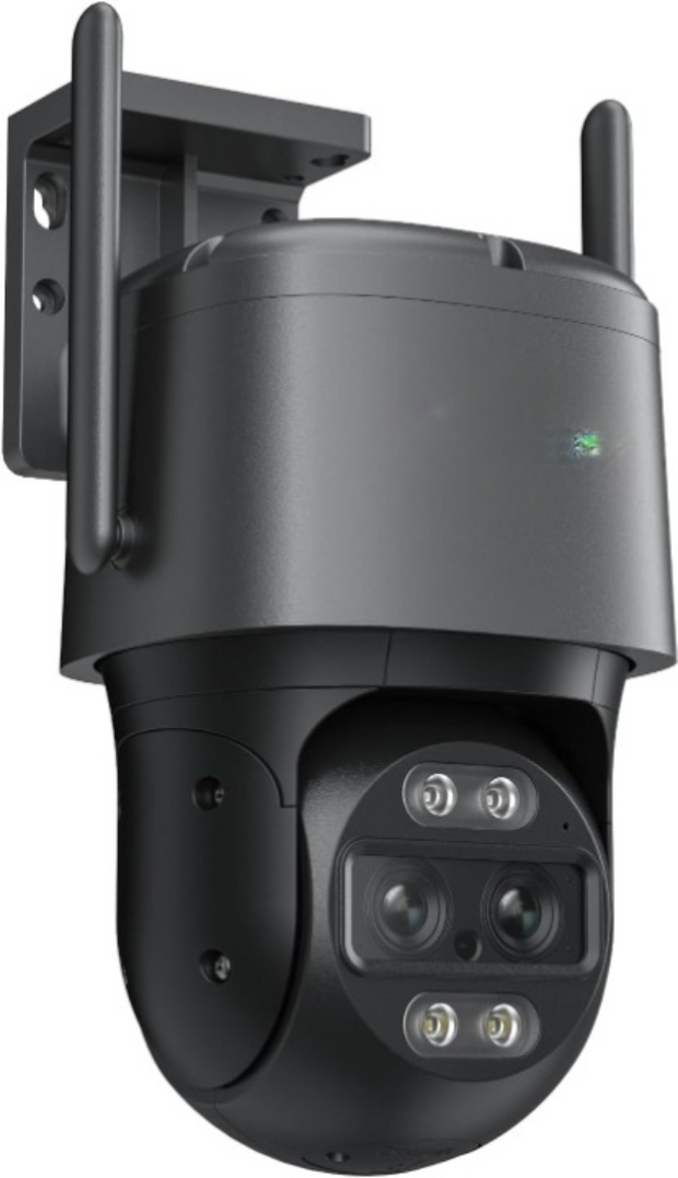 Beveiligingscamera - WiFi-beveiligingscamera - Camerabewaking - 4K Wi-Fi 6 - voor Buiten - met Dubbele Lens - 6X Hybride Zoom - 360° Zicht - Detectie van Personen - Voertuigen - Dieren - Automatisch Volgen - Kleurennachtzicht - Grijs