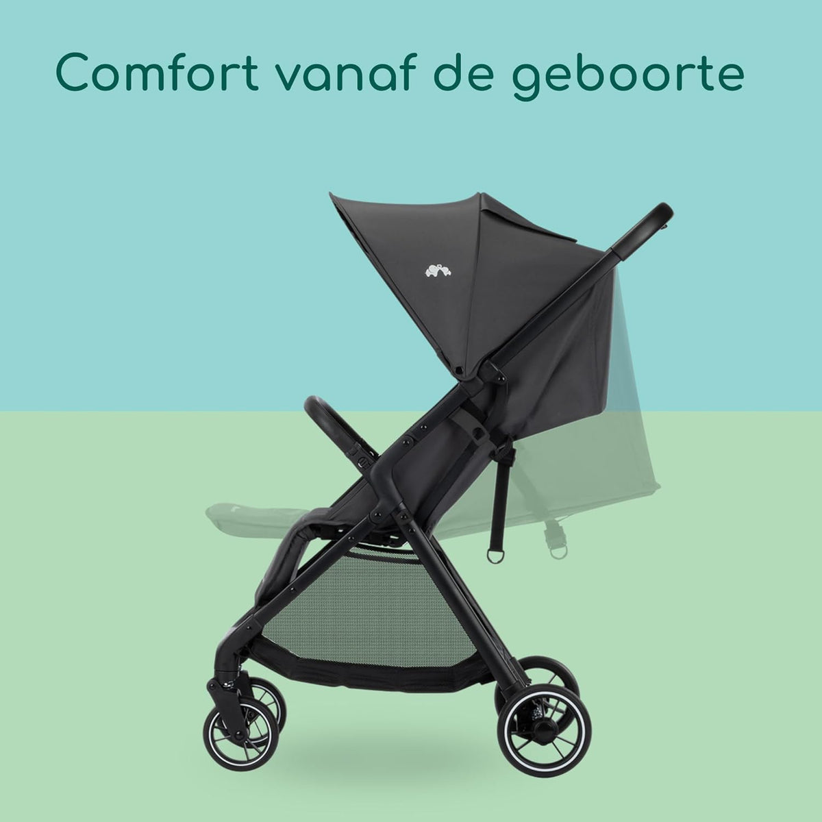 Bebeconfort Azur, Compacte Kinderwagen, 0-3 jaar (15 kg), Lichtgewicht Kinderwagen, Automatisch Inklappen met één Hand, Naadloos Verstelbaar Naar Vlakke Ligstand, Grote Mand, Mineral Graphite