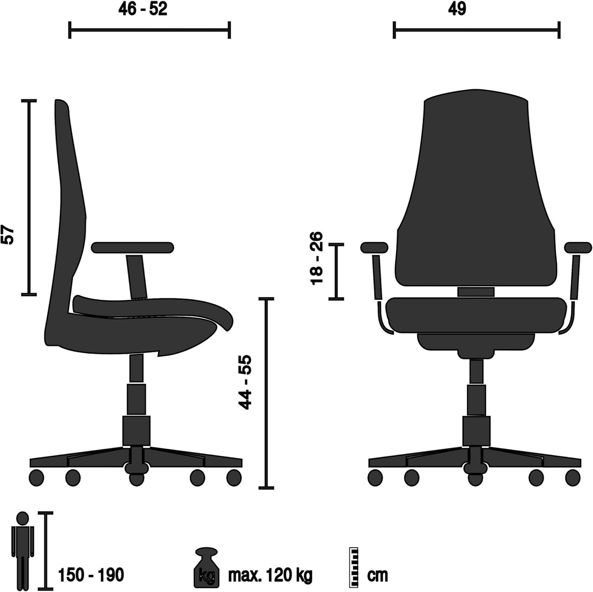 hjh OFFICE FOUNTAINE 657658 bureaustoel zwart draaistoel ergonomisch met zelfherstellende netrug